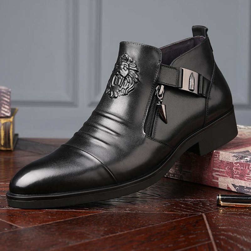   Embossed Martin boots for men, double side zipper European and n style boots for men_voghion.com