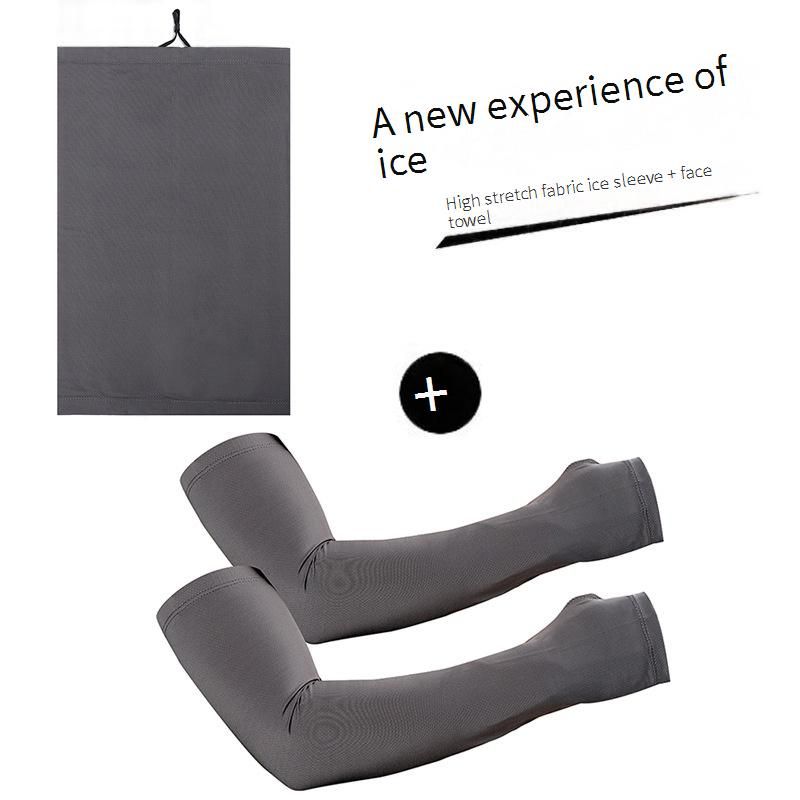 Men's & Women's UV Protection Arm Sleeves & Neck Gaiter Set - UPF 50+ Cooling Ice Silk With Fingerless Gloves_voghion.com