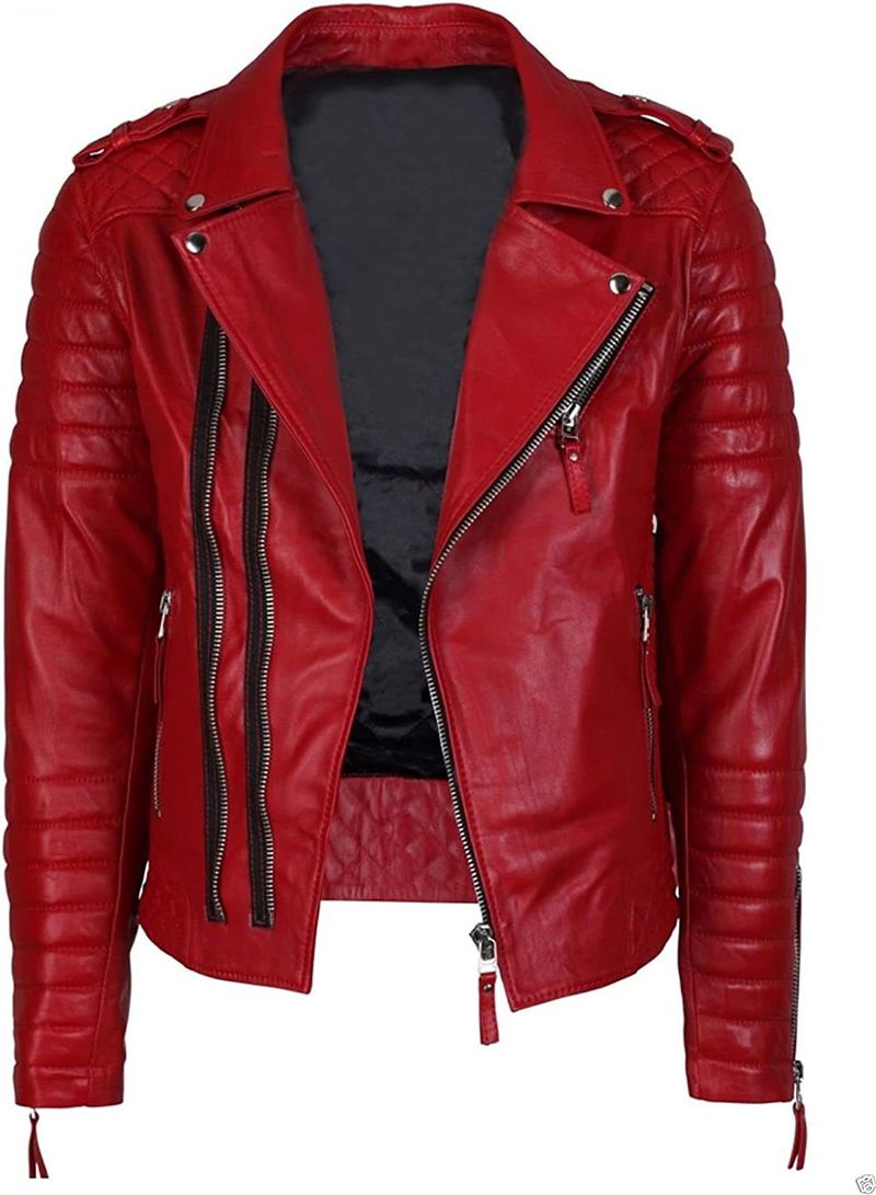 Suitable For All Seasons New Autumn Winter Men's Route Thickened Turn-down Collar Double Zipper Motorcycle Leather Jacket Coat_voghion.com