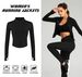 Women's Tracksuit Slim Fit Long Sleeved Fiess Coat Yoga Crop Tops With Thumb Holes Gym Jacket Workout Sweatshirts_voghion.com