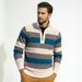 Men's Half-Zip Sweater, Winter Warm Fleece-Lined Pullover, Thickened Striped Knit With Stand Collar, Breathable Polyester Blend (M-3XL)_voghion.com