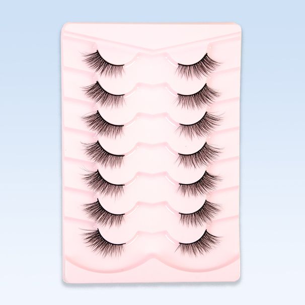 Øyevippesett Nytt halvøye 3D korte katteøyevipper 7 par falske øyevipper Simulering øyehale halvkuttet stil_voghion.com