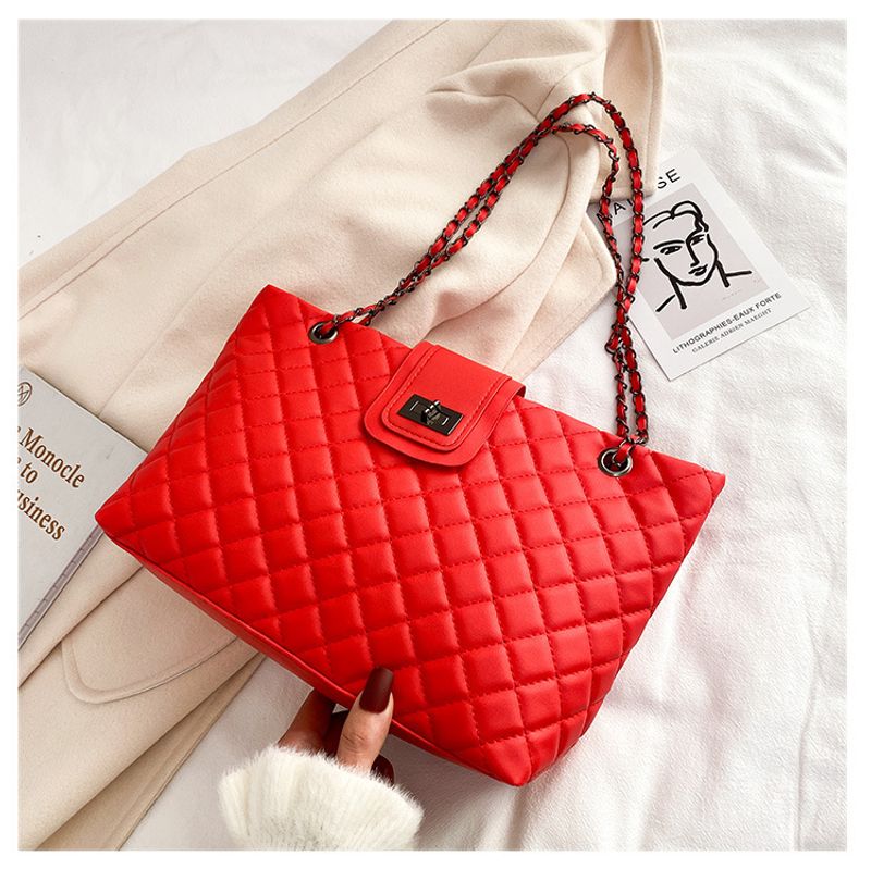 Torebki damskie typu crossbody, prosta, haftowana nić w kształcie diamentu, zapinana pod pachami, torba na jedno ramię, duża pojemność, łańcuszek, torba typu crossbody do ręki_voghion.com