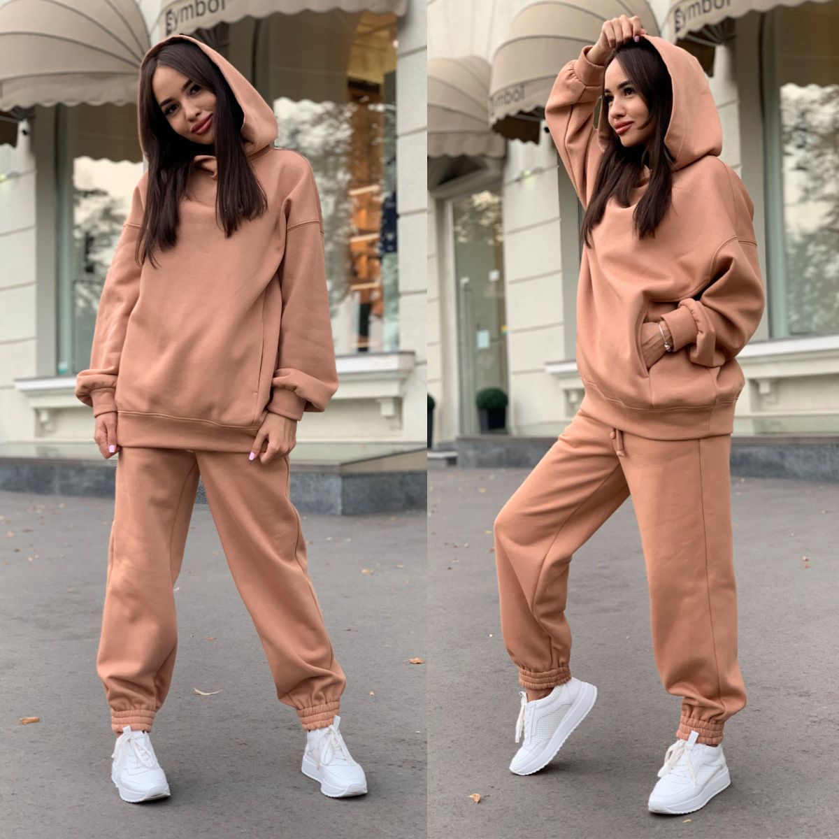 Trendy Solid Color Hooded Sweatshirt & Pants Two-Piece Set For Men And Women - Soft Polyester Casual Streetwear (S-3XL, 8 Colors Available)_voghion.com