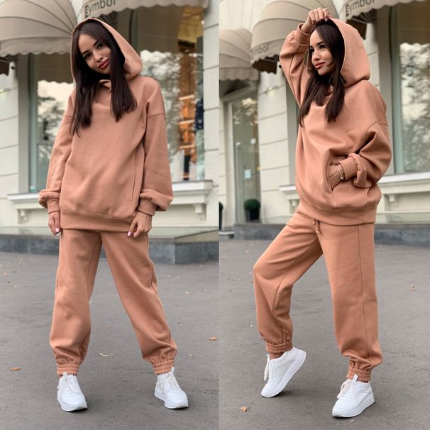 Trendy Solid Color Hooded Sweatshirt & Pants Two-Piece Set For Men And Women - Soft Polyester Casual Streetwear (S-3XL, 8 Colors Available)_voghion.com