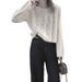 girl Casual Versatile Long Sleeve Knitted Thin Women's Autumn New Lazy Style Loose Short Soft Round Neck Sweater_voghion.com