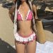 Damenbekleidung Bedruckter, karierter Bikini mit Rüschen, geteilter Urlaubsbadeanzug, zweiteiliges Set_voghion.com