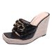 Dammeschuhe Nei Summer Keil Sandalen Décke Buedem Quadratkäpp Open Zeh Flip Flops Damen Metallkette Stréi Seel Buedem_voghion.com