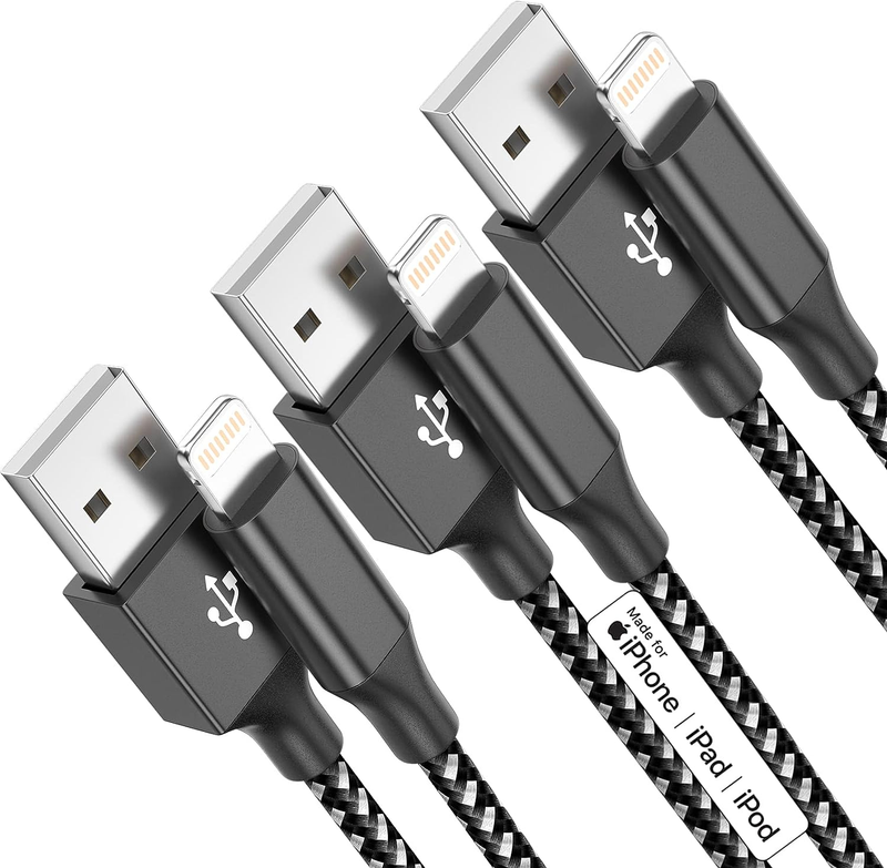 IPhone charger [Apple MFi certified] 3-piece set of 10 feet (approximately 3.8 meters) long lightning for fast charging,_voghion.com