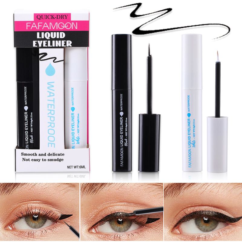 Wasserdichter, schnelltrocknender, langlebiger, nicht blühender Eyeliner-Anzug in Schwarz und Weiß_voghion.com