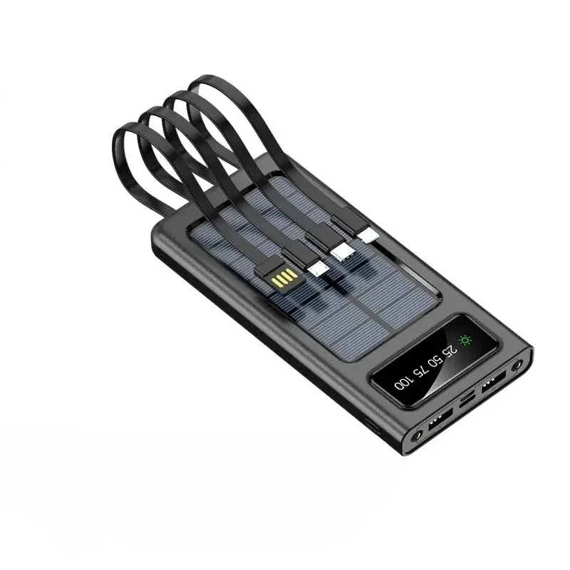 New200000 MAh Solar Bank Large Capacity Mobile Power Fast Charging Battery Dual USB 4 Cables For IPhone Samsung Huawei_voghion.com