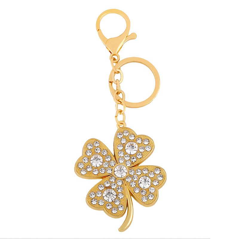 2023 New Accessories Diamond-Encrusted Four-Leaf Clover Metal Bag Pendant Keychain Kca03_voghion.com