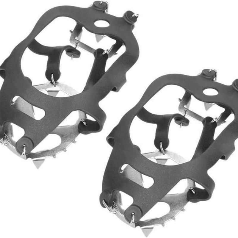 New Crampons Outdoor 18 Teeth Ice Gear Anti-Slip Chains Hiking Climbing Shoe Spikes Stainless Steel Foot Covers_voghion.com