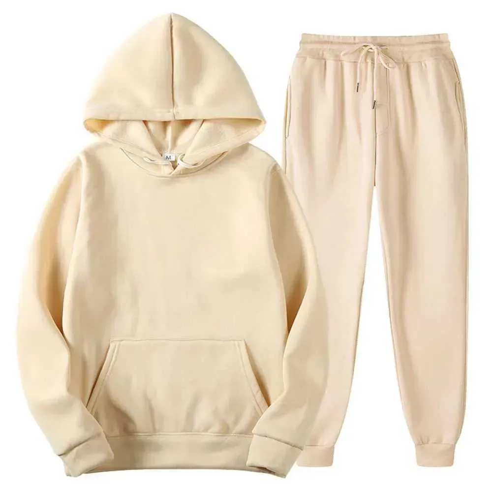 Men's Tracksuits Plain Fleece Sweatsuit Unisex Active Wear Men Two Piece Jogging Suits Wholesale Hoodie And Sweatpants_voghion.com