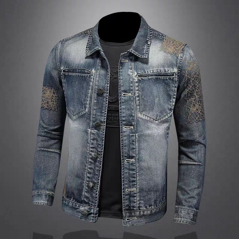 Spring and Autumn new denim jacket men's personalized retro slim fit casual lapel jacket denim shirt clothes_voghion.com