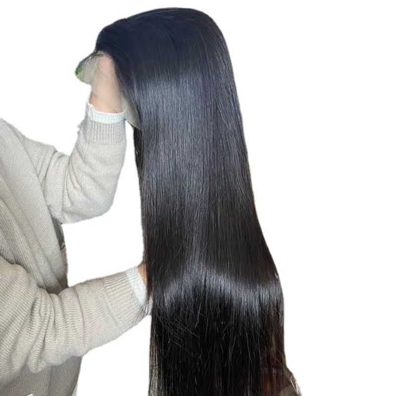 parrucca donna capelli lunghi lisci pizzo frontale capelli lunghi copricapo completo fabbrica spot un pezzo dropshipping_voghion.com