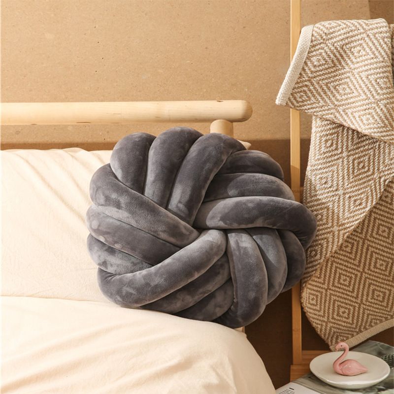 Nordic Handwoven Braided Pillow - Round Boho Cushion For Sofa & Bed Back Support (Decorative Seat Pad)_voghion.com