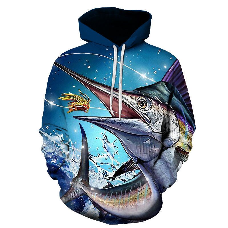 New For Men With 3D Digital Print Fish Pattern, Casual Unisex Hooded Sweatshirt_voghion.com