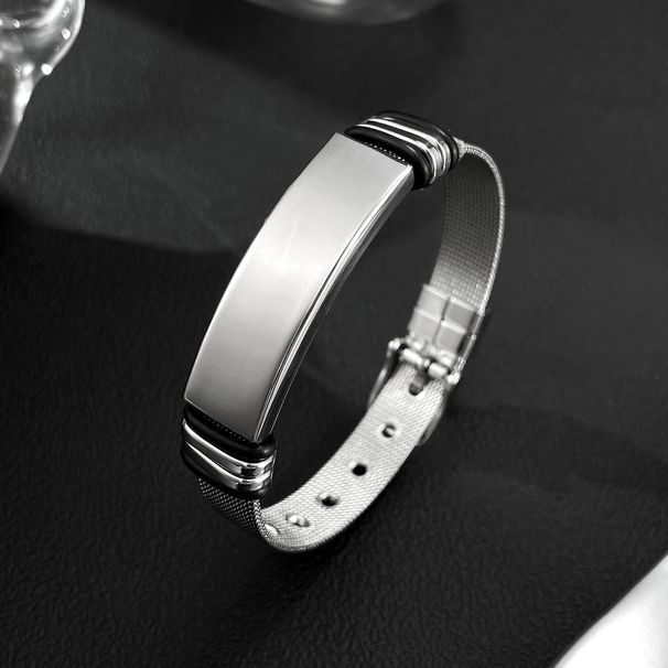 Bracciale da uomo con personalità, in acciaio inossidabile, alla moda, con cintura a rete, con possibilità di incisione, in acciaio al titanio._voghion.com