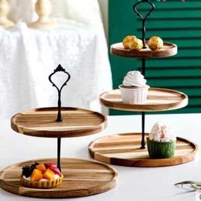 2-Tier Wooden Cake Stand - Premium Dessert Display For Fruits Candy & Pastries - Multi-Level Serving Tray​_voghion.com