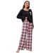 Nuevo conjunto de traje de casa para mujer, otoño e invierno, pantalones a cuadros casuales, pijamas de manga larga para mujer YANDEX_voghion.com