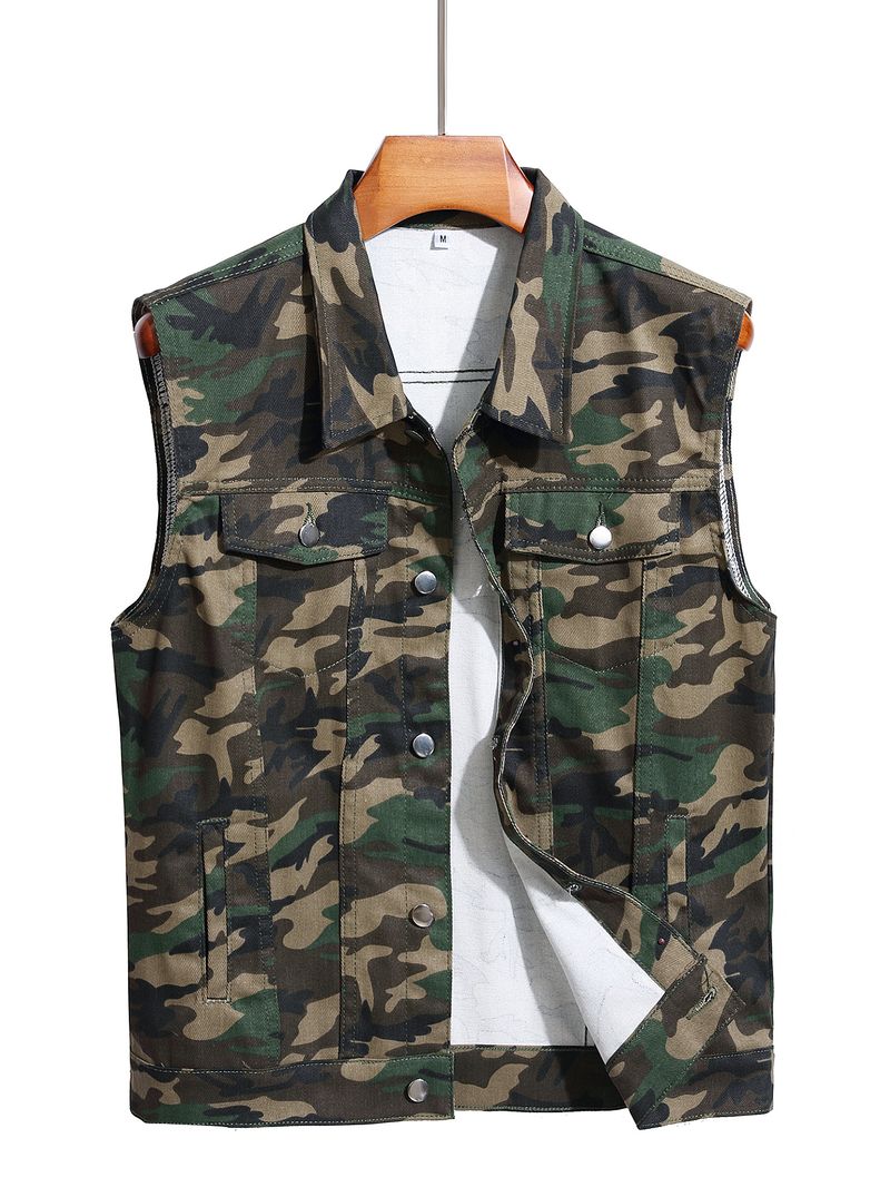 Giacca da uomo in denim a maniche corte, giacca in denim alla moda, nuovo stile_voghion.com