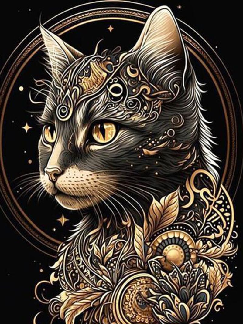 Huacan Diamond Painting Cat Handmade Diamond Ebroidery Animal Full Square round Drill Mosaic Flower Creative Hobbies Διακόσμηση σπιτιού_voghion.com
