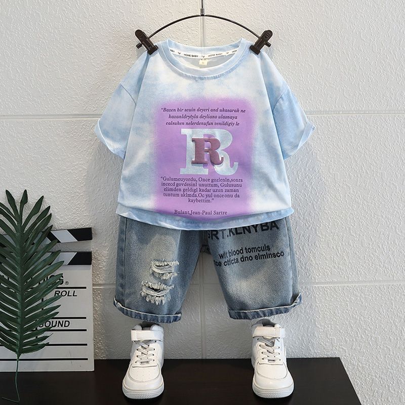 Children's Clothing Boys Summer Sports Suit 2024 New Style Handsome Baby Summer Clothing Boys Short Sleeved Shorts Two Piece Suit_voghion.com