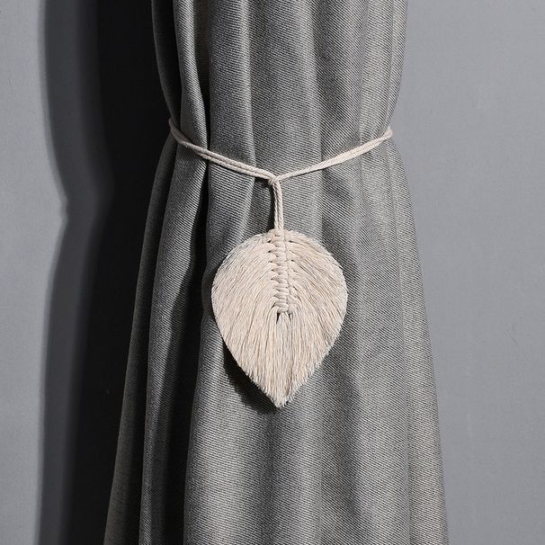 Vendita di fibbie per tende con nappe intrecciate in stile bohémien, fatte a mano, con corda per tende a foglia semplice_voghion.com