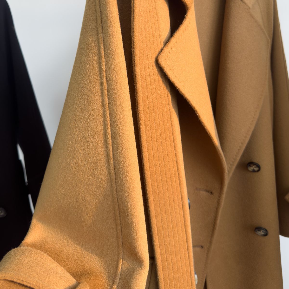 Luxury Cashmere & Silk Blend Double-Faced Trench Coat For Women – Elegant Dropped Shoulder Design, Slim Fit Long Coat With Flattering Drape_voghion.com