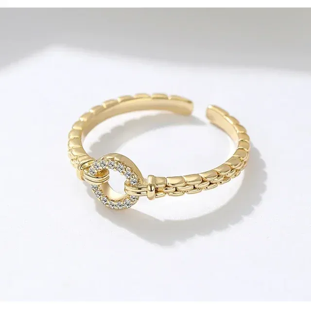 Mode Zirkon Edelstahl Ring O Form Geometrische Offene Einstellbar Für Frauen Gold Farbe Ringe Mode Beliebte Schmuck_voghion.com
