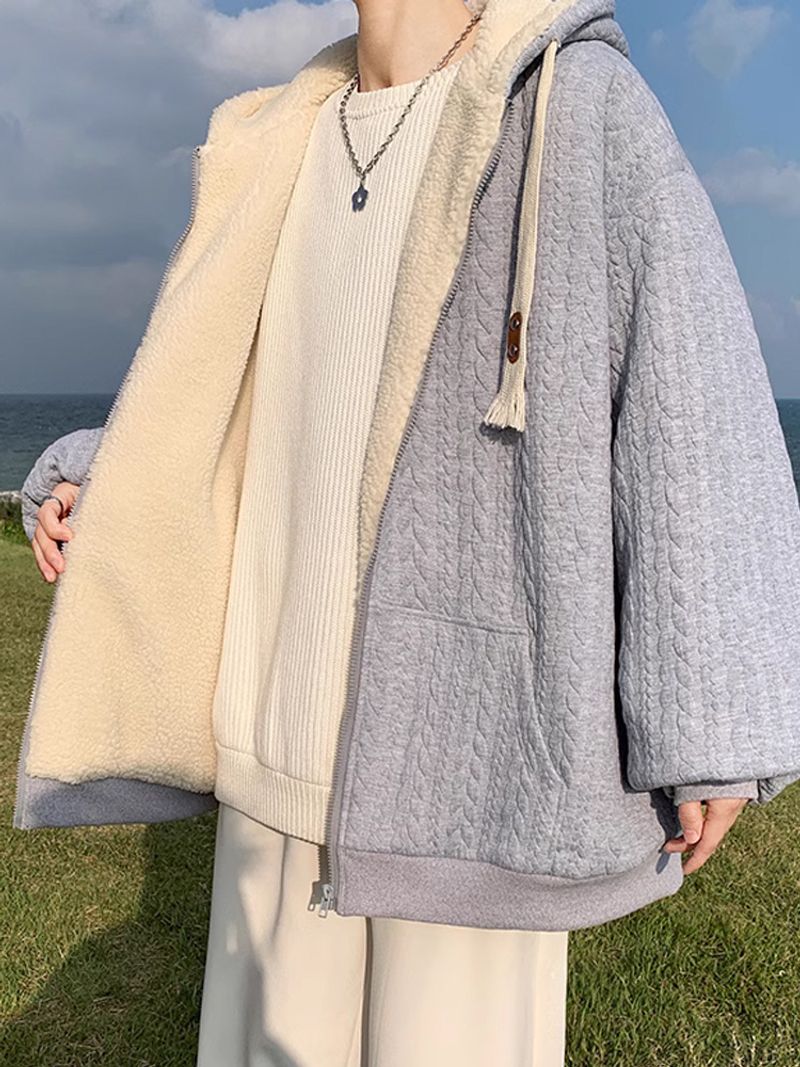 Nowa męska bluza z kapturem, męska jesienno-zimowa gruba luźna bluza, luźny kardigan w stylu ulicznym_voghion.com