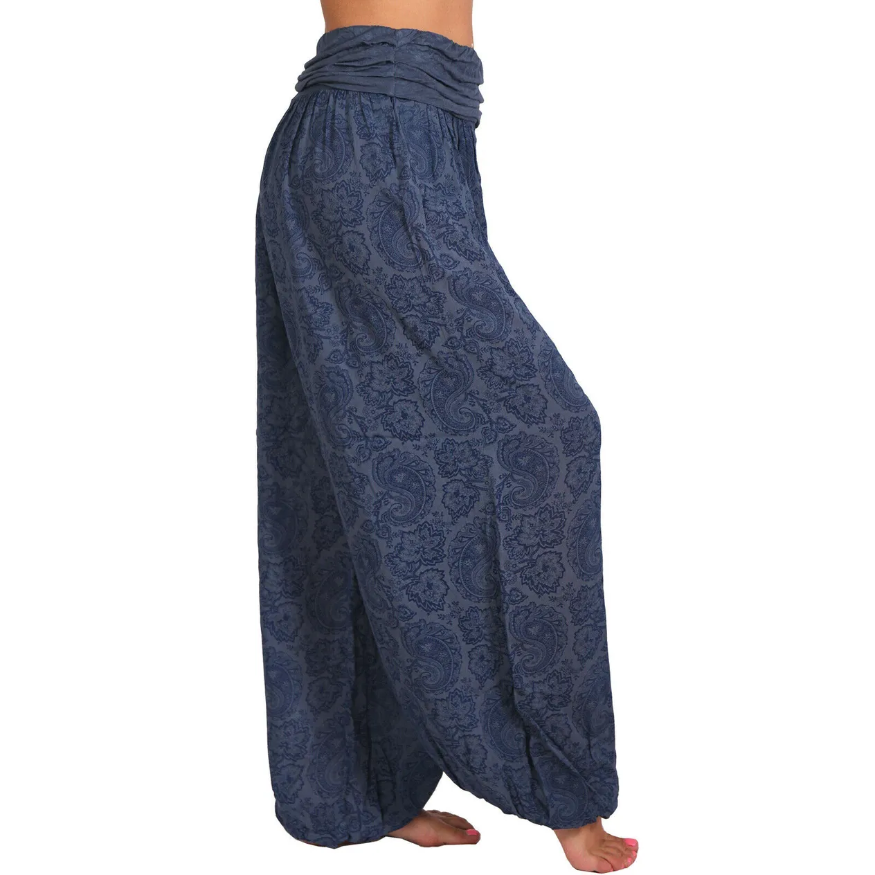 Women's Clothing Digital Printing Long Wide Leg Pants Casual Pants Harem Pants_voghion.com