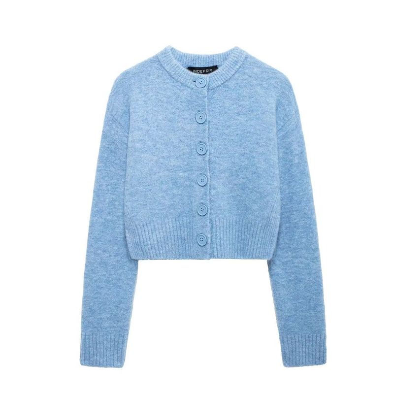 Damenbekleidung 2024 Herbst und Winter neuer Rundhalspullover in einfarbiger Farbe, weiche Strickjacke_voghion.com