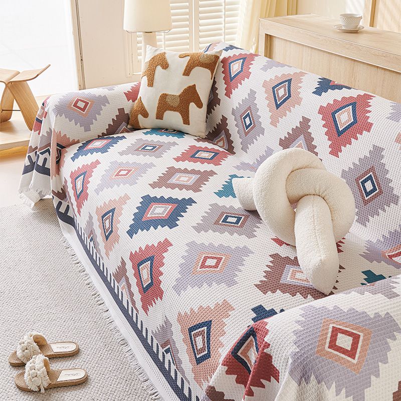 Sofabezug im Vintage-Stil mit geometrischem Muster – Rutschfestes Poly-Baumwoll-Gemisch – Vollständige Abdeckung für Anbausofas, Zweisitzer und 3-Sitzer-Sofas (mehrere Größen)_voghion.com