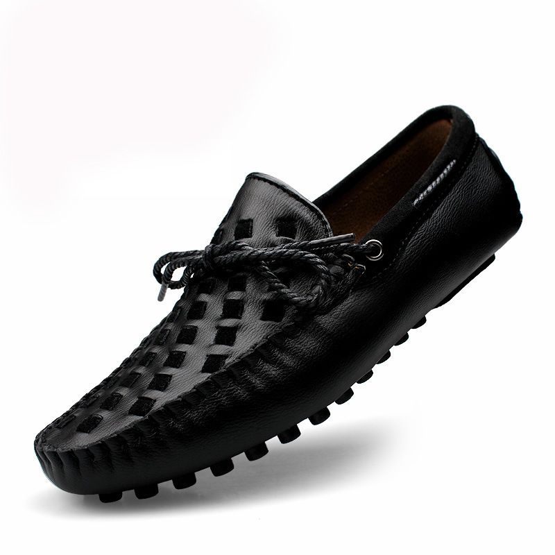 Herren Lazy Echtleder Gewebte Handgefertigte Business-Formelle Kleidung, Bohnenschuhe, Herren-Fahrschuhe_voghion.com