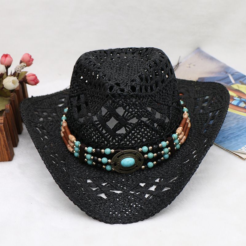 Bohemian cut-out cowboy hat Men's hat Summer Western cowboy beach hat_voghion.com