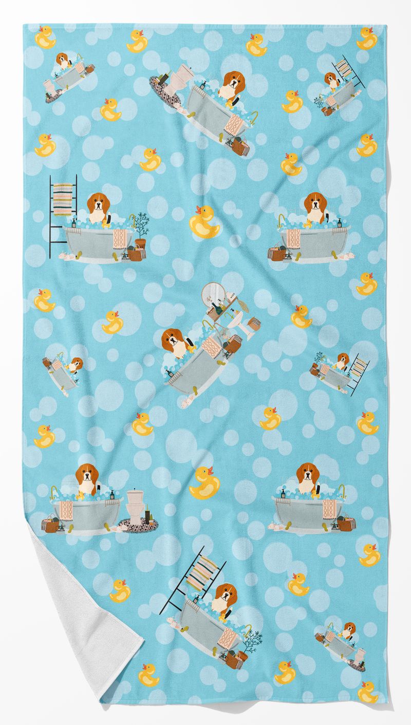 Tricolor Beagle in Bathtub Bath Towel Large Oversized Plush Fitness Body Towel, Ultra Soft Absorbent Quick Drying, 42"L x 24"W_voghion.com