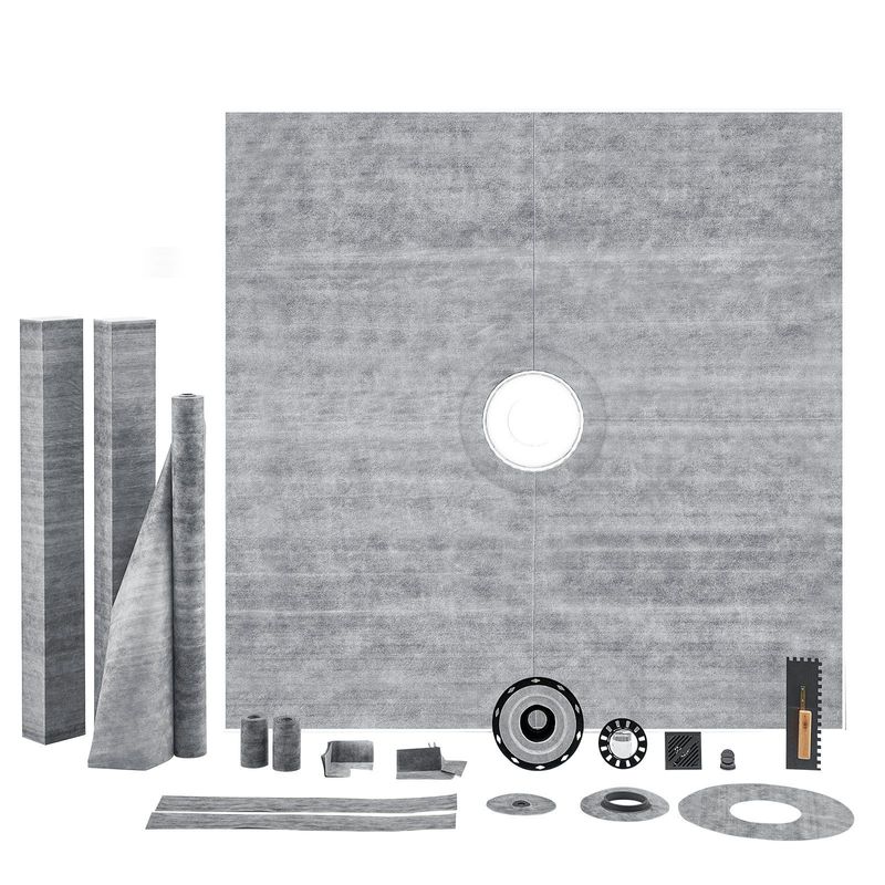 VEVOR Shower Curb Kit, 72"x72" Shower Pan Kit With 2" PVC Central Flange, 4" Stainless Steel Grate, Waterproof Shower Curb & Membrane & Strip, Shower Pan Slope Sticks Fit For Bathroom_voghion.com