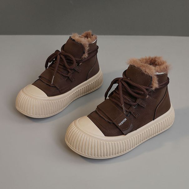 Xt103 Neue Herbst-Winter-Damenschuhe mit Farbblock-Design, warm gefüttert, aus Baumwolle, Fleece-Futter, schlicht, für Studenten, dicke Sohle, lässig, Absatzhöhe_voghion.com