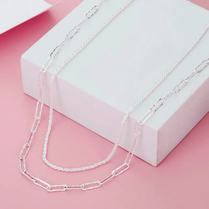 Fashion Jewelrytop Sterg Sier Charm Double Chain Necklaces for Women Cute Party Wedding Engagement Jewelry Holiday Gifts_voghion.com