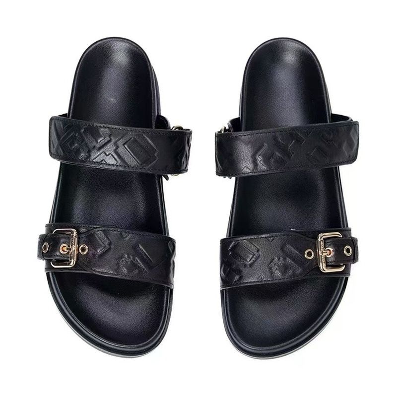 Women's Flat Sandals With Metal Buckle (Chunky Sole, Comfortable Beach Slides - Fashionable & Versatile Summer Shoes)_voghion.com