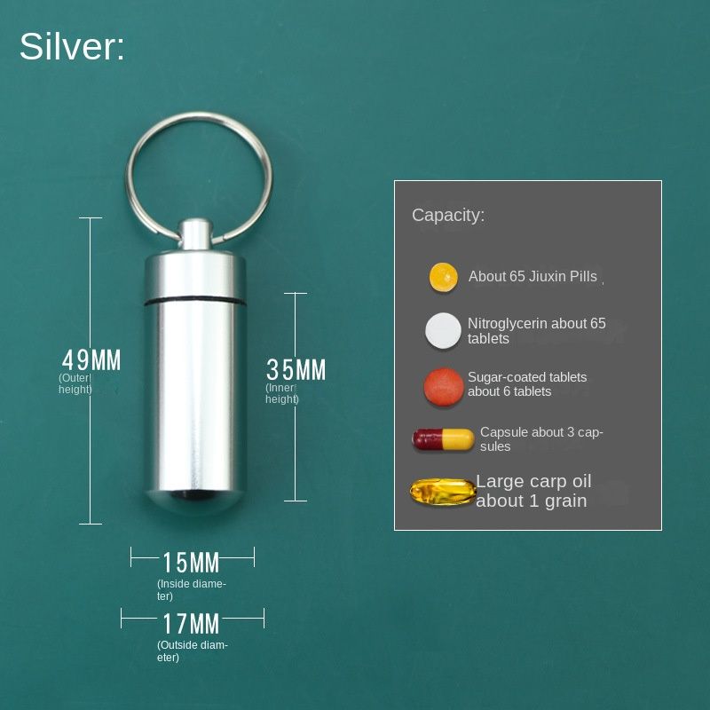 Bärbar Pill Box, Aluminium Mini Small Pill Organizer Case Behållare för handväska, Vattentät metall Pill Holdare Medicinflaska_voghion.com