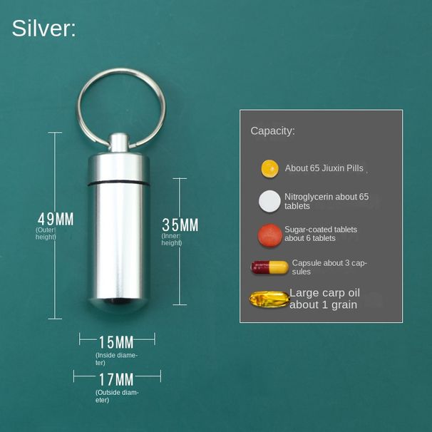 Bärbar Pill Box, Aluminium Mini Small Pill Organizer Case Behållare för handväska, Vattentät metall Pill Holdare Medicinflaska_voghion.com