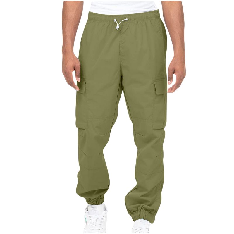 Männerkleeder Casual Hosen Jugend Klettverschluss Multi-Pocket Loose Straight Hosen_voghion.com