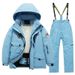 Conjunto de terno infantil de inverno para meninos e meninas, jaqueta à prova d'água e à prova de vento, calças de esqui profissionais quentes e grossas_voghion.com