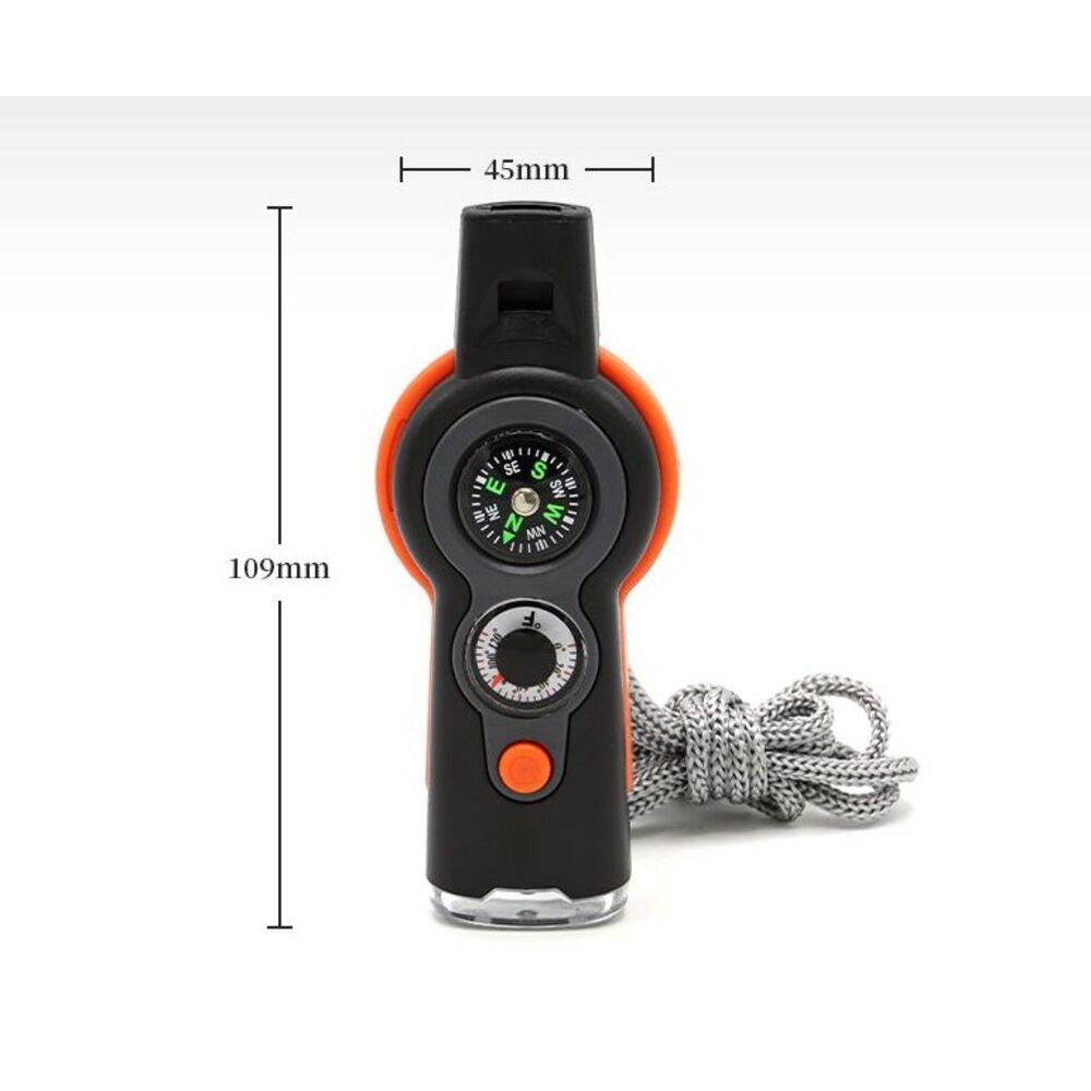 New Outdoor Multi-Function Survival Whistle With LED Light Thermometer Compass_voghion.com