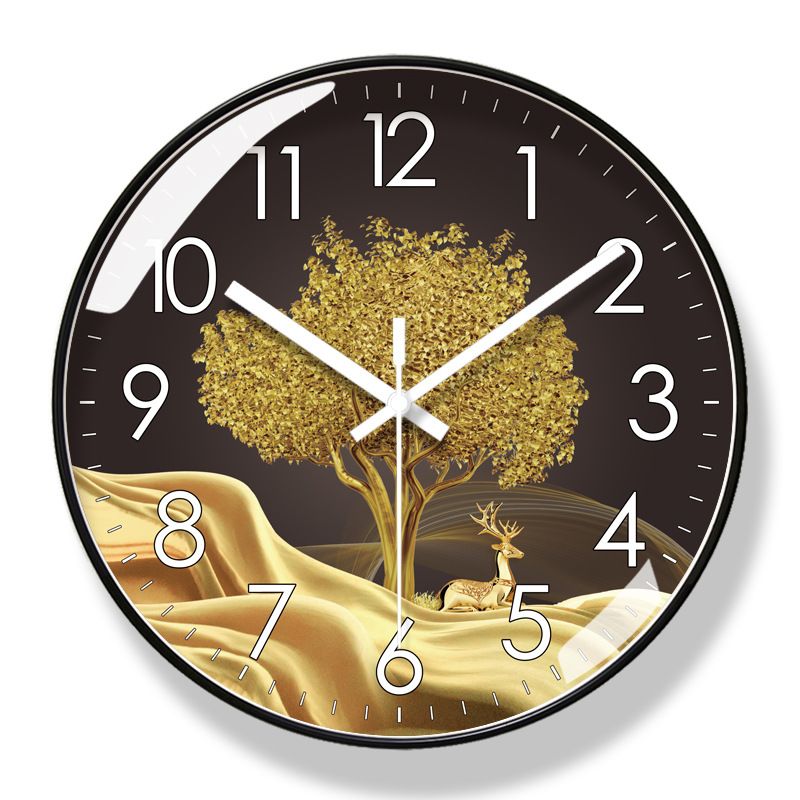 Yipula 6083 Living Room Hanging Deer Household Wall Watch Modern Silent Sweep Second Quartz Clock_voghion.com