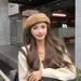 Koreaanse stijl baret met textuur voor dames, herfst en winter, grote hoofdomtrek, elegante kunstenaarshoed, afslankend voor het gezicht_voghion.com