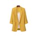 Korean Style Loose Women's Blazer Summer Thin Casual Oversized Suit Jacket With Notched Lapel & 3/4 Sleeve_voghion.com